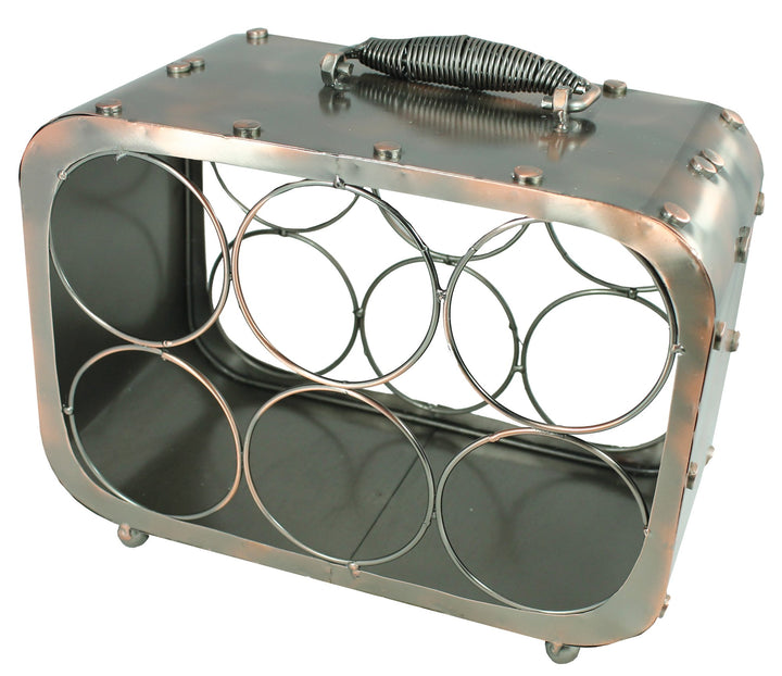 colourliving® Dekorativer Flaschenhalter Koffer aus Metall als Weinflaschenhalter oder Halter für Bi