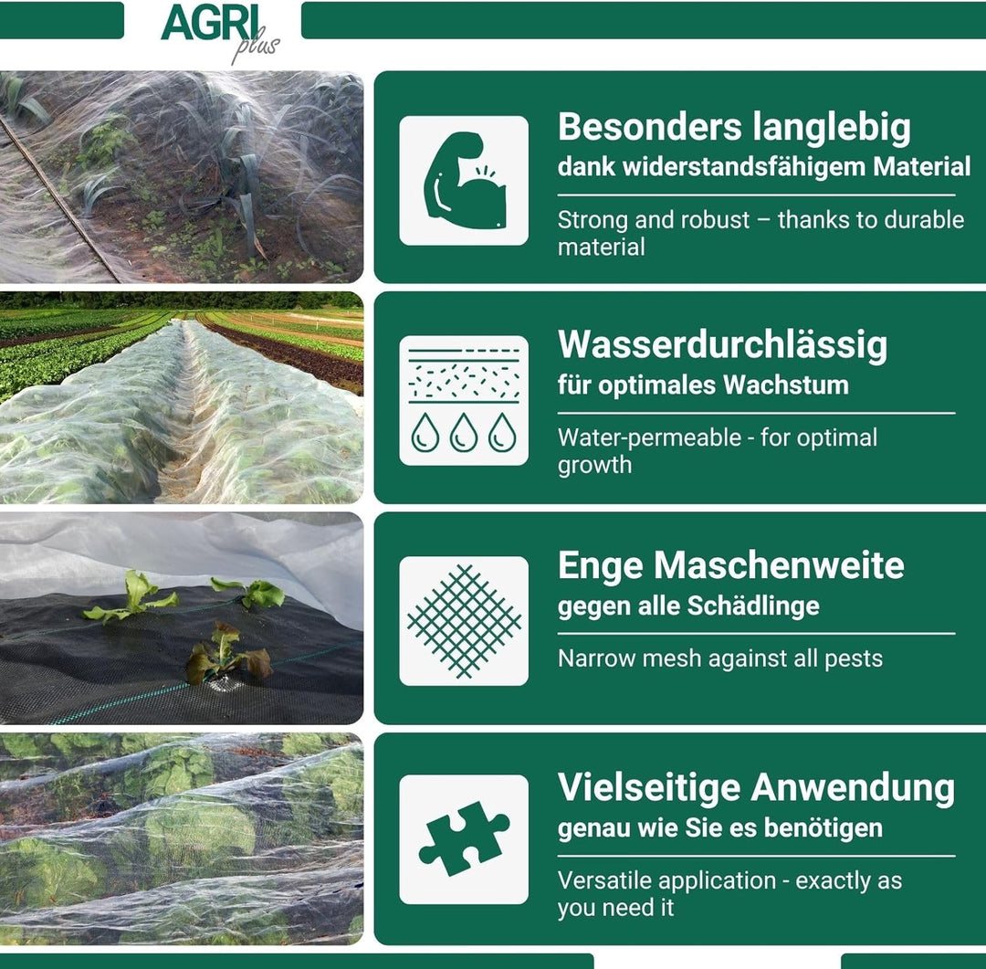 AGRI plus Gemüseschutznetz 3,5 x 50 m I Verschiedene Grössen I Reissfestes Kulturschutznetz I Transp