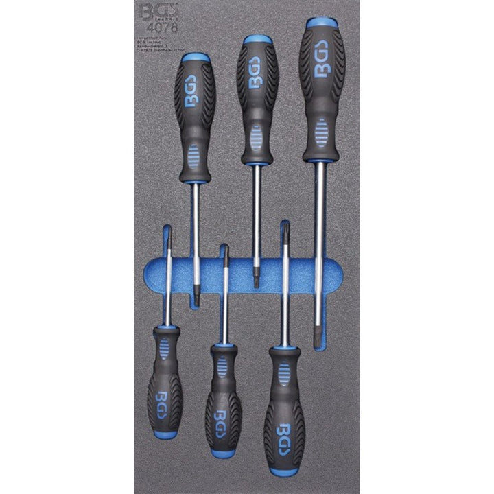 BGS 4078 | Werkstattwageneinlage 1/3: Schraubendreher T-Profil (für Torx) | 6-tlg. Satz, Satz