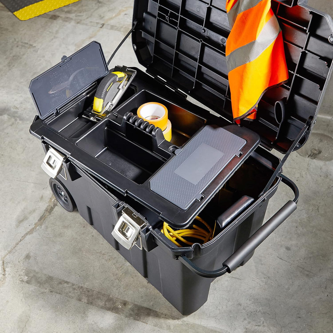 Stanley Werkzeugbox (76,8 x 49 x 47,6 cm, mobile Box für Werkzeuge, hohes Volumen von 90l, Werkzeuga