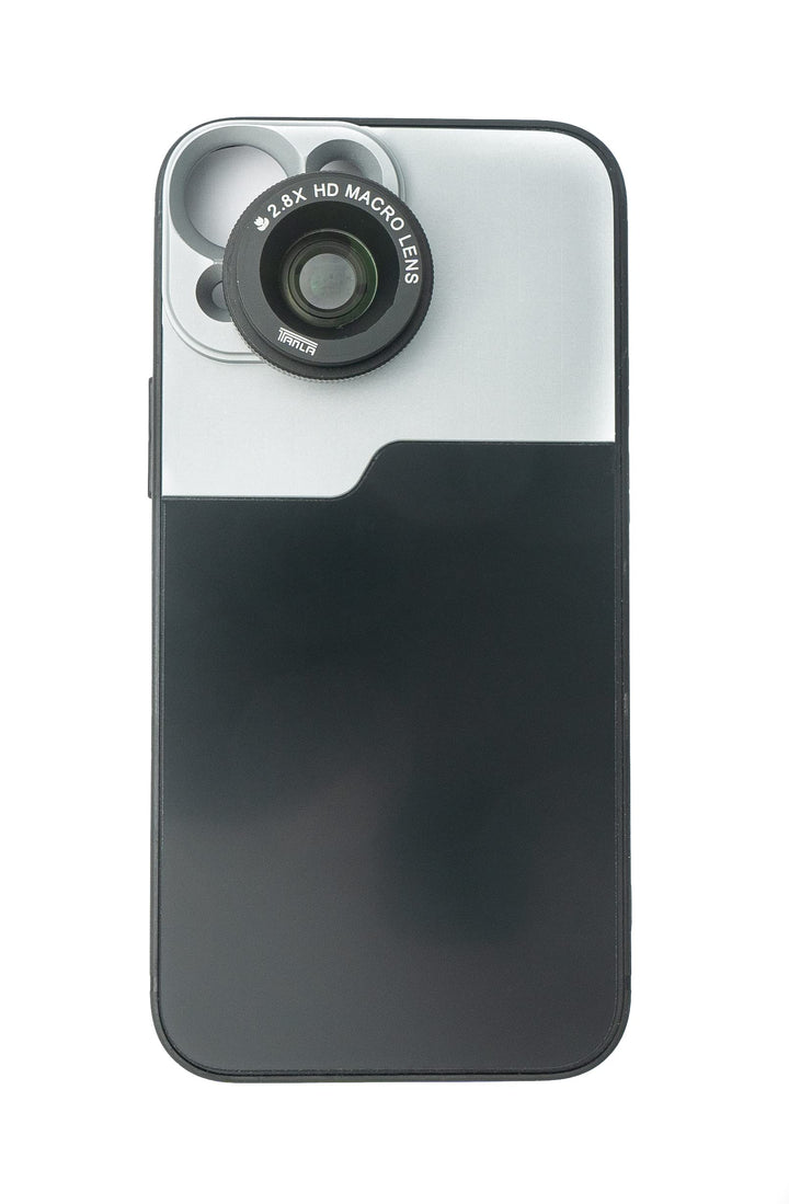SYSTEM-S Makro Linse 2.8X HD Filter mit Hülle in Schwarz für iPhone 13 Mini