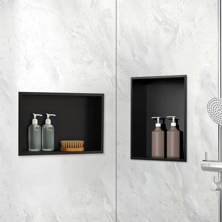 Wandnische Dusche Edelstahl, Duschnische Lagerung 30x45x10cm,Schwarz | Nische Ohne Regal, Wandnische