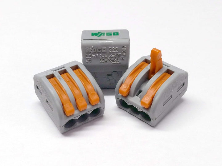WAGO 222–413 3 Leiter-Terminalblock mit Hebel, 4 mm maximale, 100 pack, 100, 100
