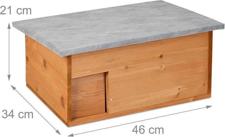 Relaxdays Igelhaus, Bausatz, Igelbau mit Boden, Rattenklappe &amp; Labyrintheingang, Holz, HxBxT: 21 x 4