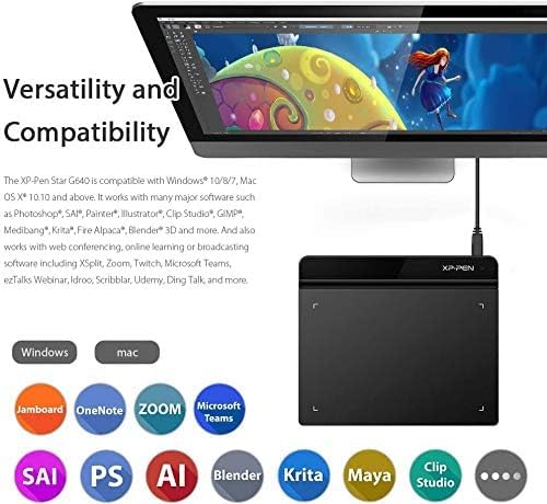 XP-PEN Star G640 Grafiktablett 6x4 Zoll Zeichentablett OSU! Pad mit batterielosem Stift 20 Ersatzmin