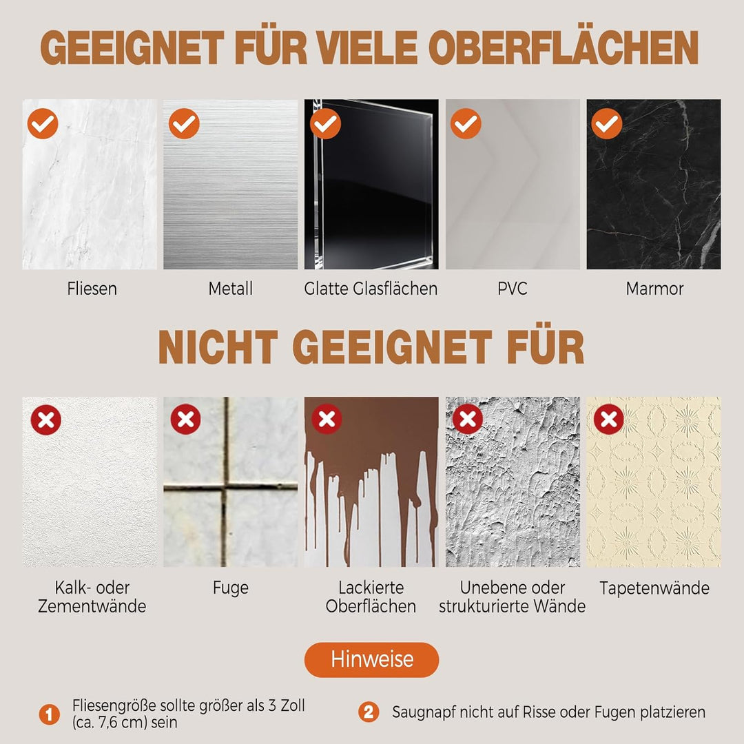 Lekesky Duschablage Ohne Bohren, Starke Saugnäpfe, Rostfreies Aluminium Badezimmer Regal & Organizer