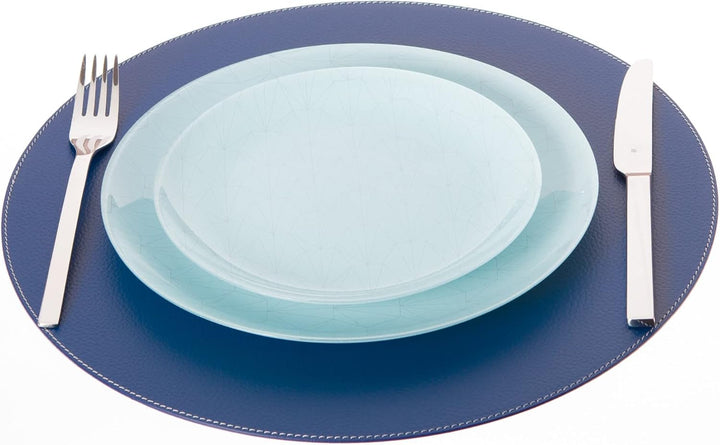 Nikalaz Rund Platzsets und Untersetzer aus recyceltem Leder, 4 Stück Tischsets, Tisch-Matten, Platzd