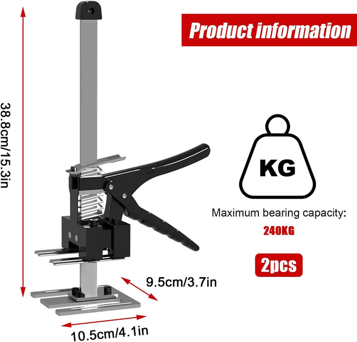 Arbeitssparender Heber, 2 Stück 38.8cm Arm Handwerkzeugheber mit Skala, Bis Zu 240 KG Fliesenheber H