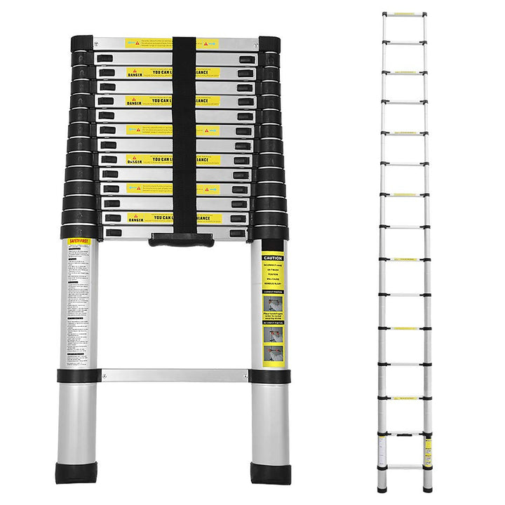 Eulenke Aluminium Teleskopleiter 4.4M Ausziehbare Leiter, Rutschfester Aluleiter Stehleiter Mehrzwec