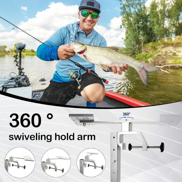 Fischfinderhalterung, Fischfinder Echolot Angeln Halterung 360° Schwenkbarer Aluminium Fischfinder-H