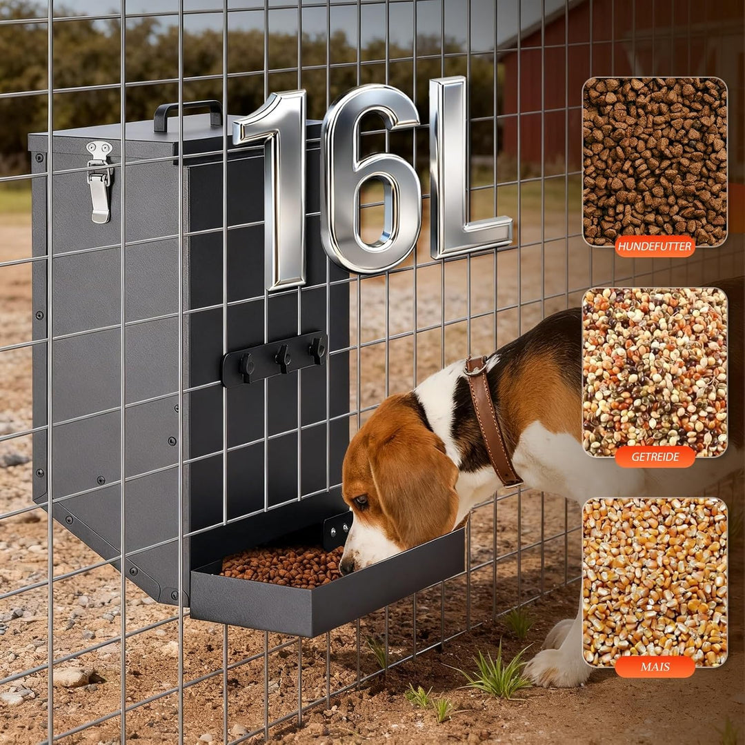 Hängender automatischer Futterspeiser, verzinkter Stahl-Hundefutterspeiser mit Haken, Outdoor Gravit