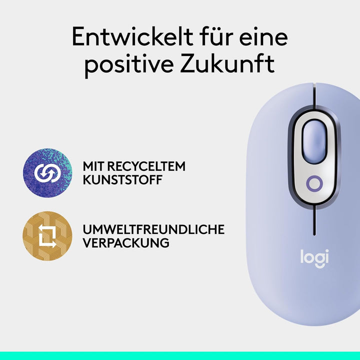 Logitech POP Mouse, kompakte und Mobile kabellose Bluetooth-Maus mit programmierbaren Tasten und lei