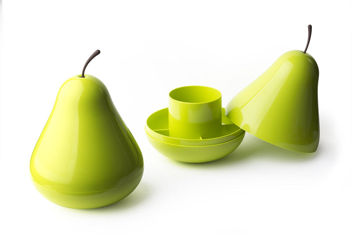 QUALY QL10148G Aufbewahrungsbox Birne Pear Pod 16,5 x 16,5 x 19,5 cm Kunststoff, grün, Grün