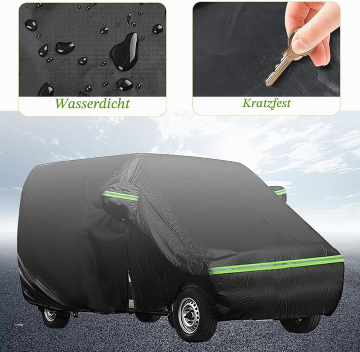 Autoabdeckung Vollgarage für VW T5 T6 SWB, Autoplane Ganzgarage mit Seitentür-Reissverschluss, Atmun