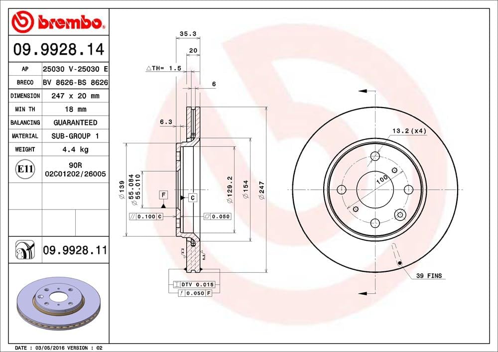 BREMBO 09.9928.11 Bremsscheiben