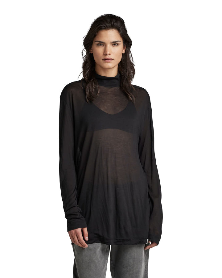G-STAR RAW Damen Essential Mock Loose Top Tops XXS Schwarz (Dk Black D22764-9908-6484), XXS Schwarz