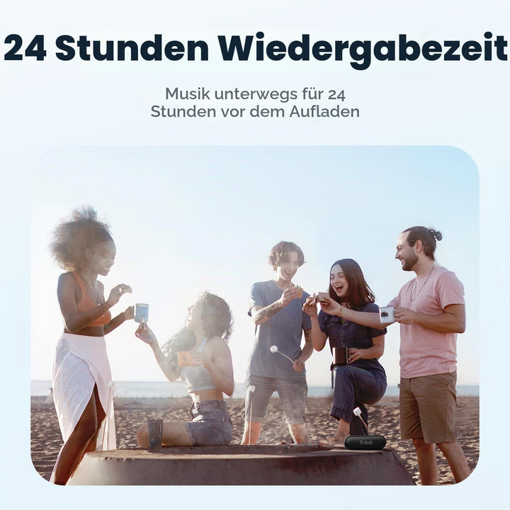 Tribit Bluetooth-Lautsprecher, XSound Go-Lautsprecher mit 16W lautem Klang und tieferem Bass, 24 Stu