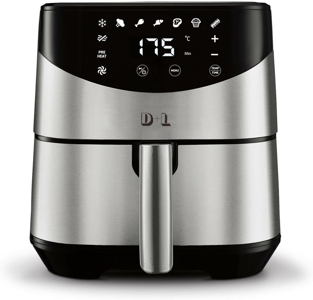 D&L XL Heissluftfritteuse 5L Air Fryer 1700W Heissluft Friteuse Grill Edelstahl 57030 AWZ