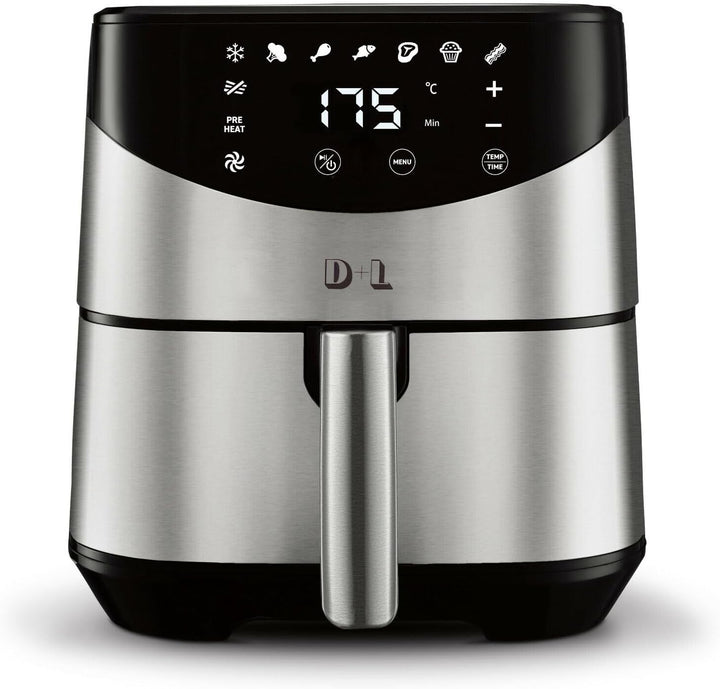 D&L XL Heissluftfritteuse 5L Air Fryer 1700W Heissluft Friteuse Grill Edelstahl 57030 AWZ