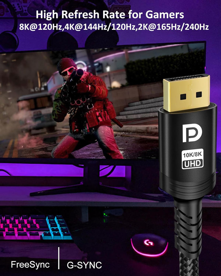 Etseinri DisplayPort Kabel 240Hz 7.5M, DisplayPort 1.4 Kabel 8K 60Hz 4K 240Hz 165Hz 144Hz 120Hz, DP
