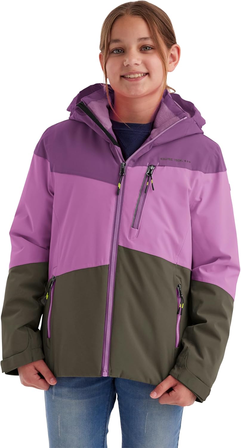 Killtec Mädchen Kow 170 Grls Jckt Funktionsjacke mit Kapuze und Schneefang/Outdoorjacke ist wasserdi