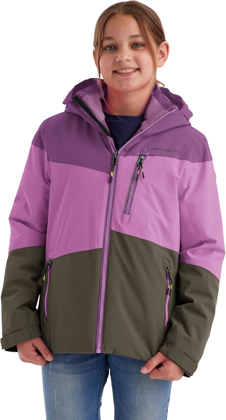 Killtec Mädchen Kow 170 Grls Jckt Funktionsjacke mit Kapuze und Schneefang/Outdoorjacke ist wasserdi