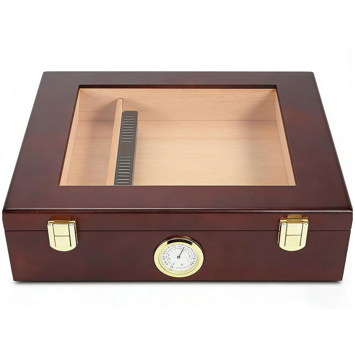 Edelholz-Aufbewahrungsbox, Präzisions-Feuchtebox, Hygrometer & Befeuchter with Teiler, Luxus Aufbewa