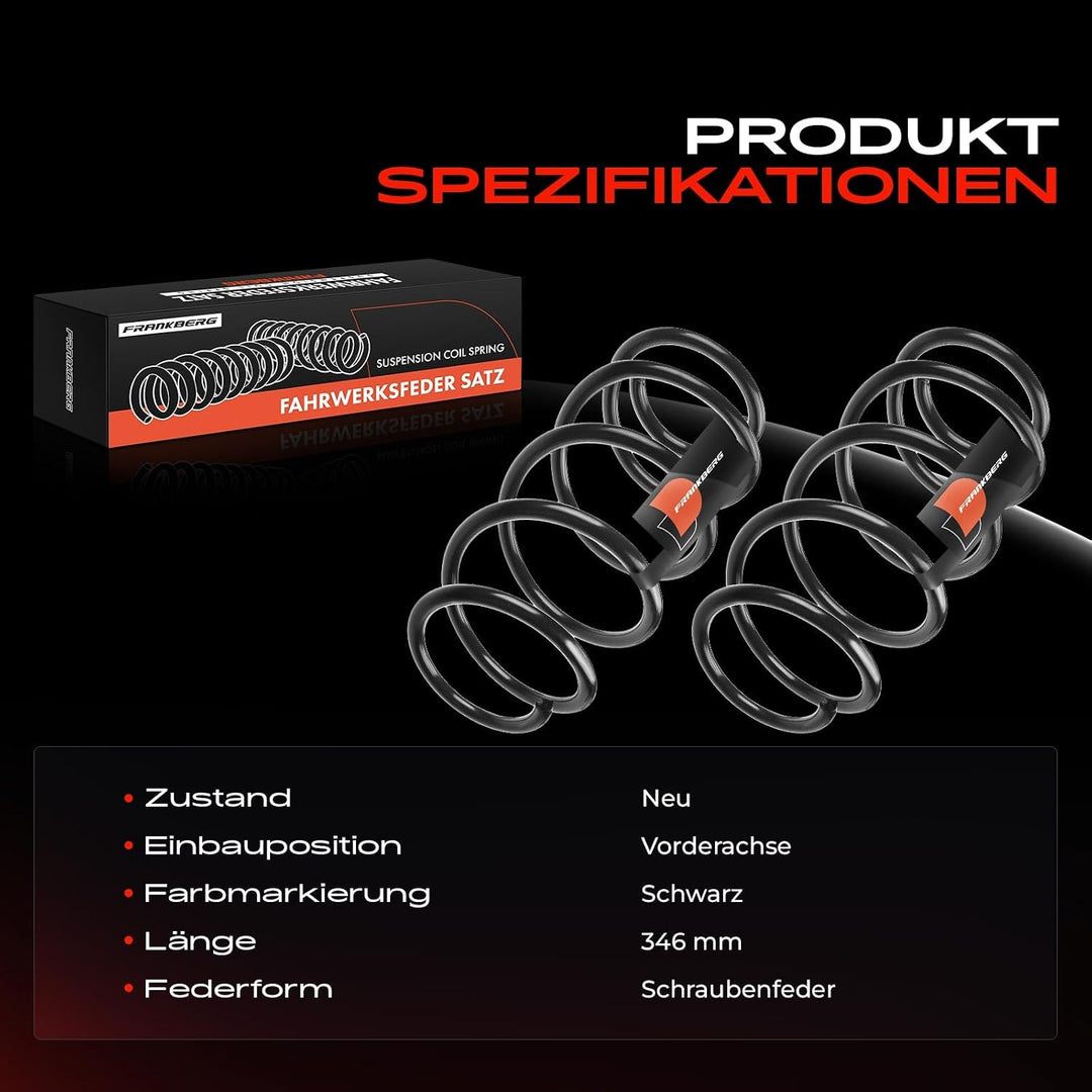 Frankberg 2x Federn Fahrwerksfeder Vorderachse Kompatibel mit Ibiza III 2004-2008 Roomster 2006-2015