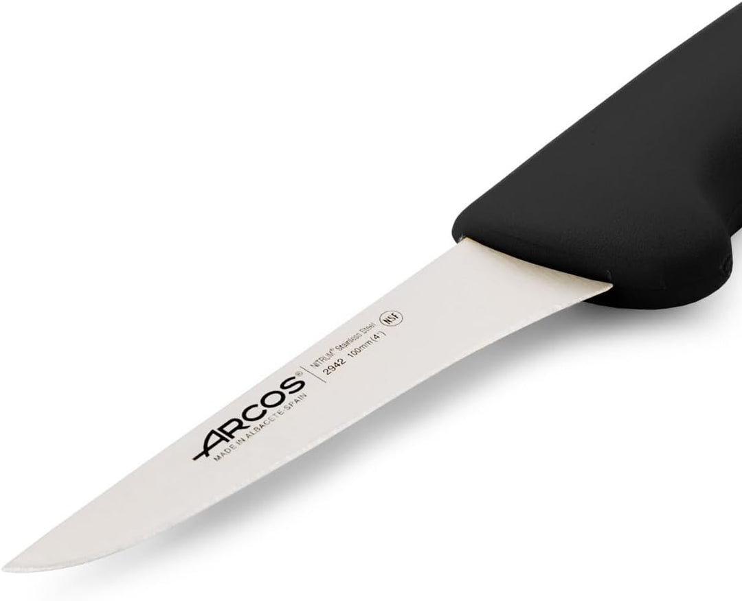 Arcos Profi-Ausbeinmesser - Edelstahlklinge NITRUM 100 mm - Schwarzer Polypropylen-Griff - Perfekt z