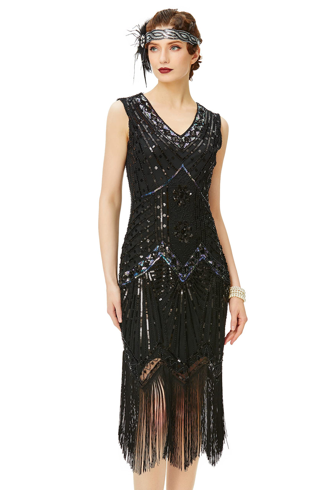 BABEYOND Damen Flapper Kleider voller Pailletten Retro 1920er Party Damen Kostüm Kleid Glamourös Sch