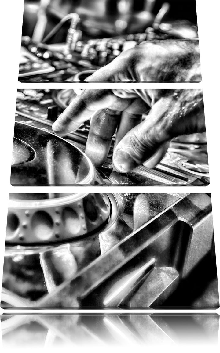 Pixxprint DJ Pult als Leinwandbild/Grösse: 3 Teilig (120x80 cm) cm/Wandbild/Kunstdruck/fertig bespan