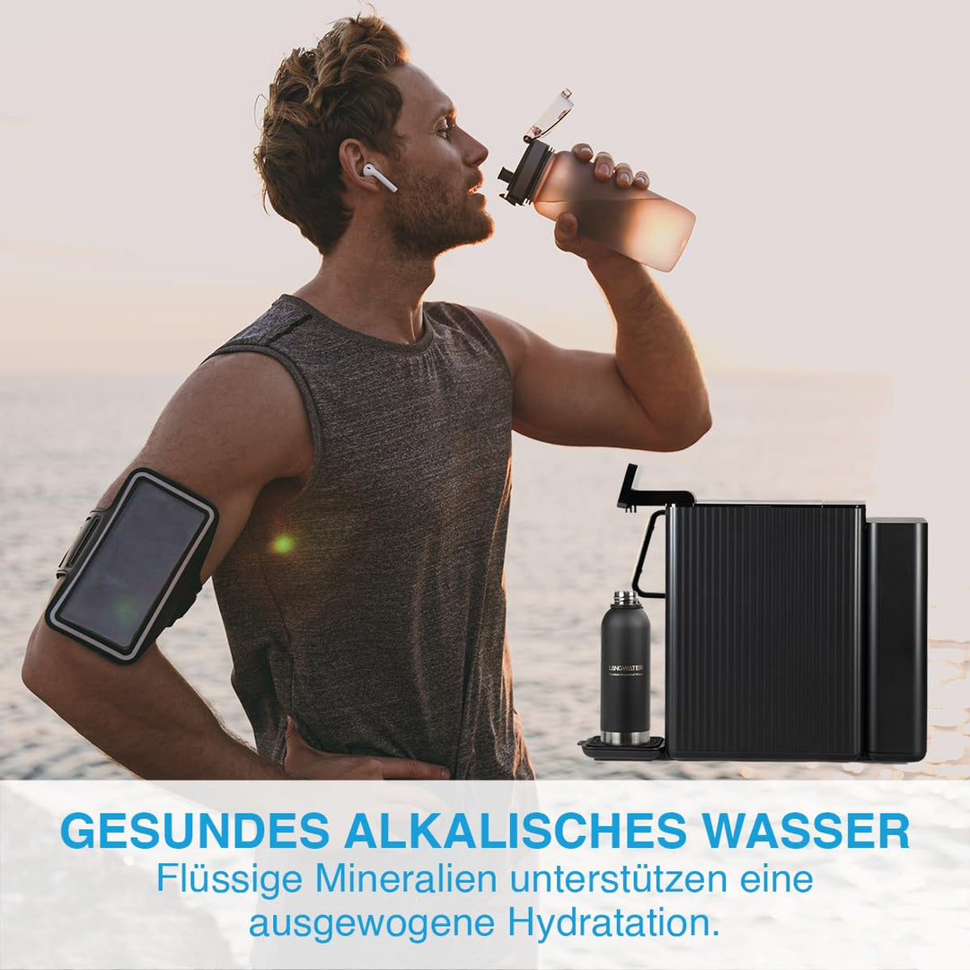 LANGWATER Auftisch Osmoseanlage mit Anpassbarer Mineralisierung & Heisswasserspender - Umkehrosmosea