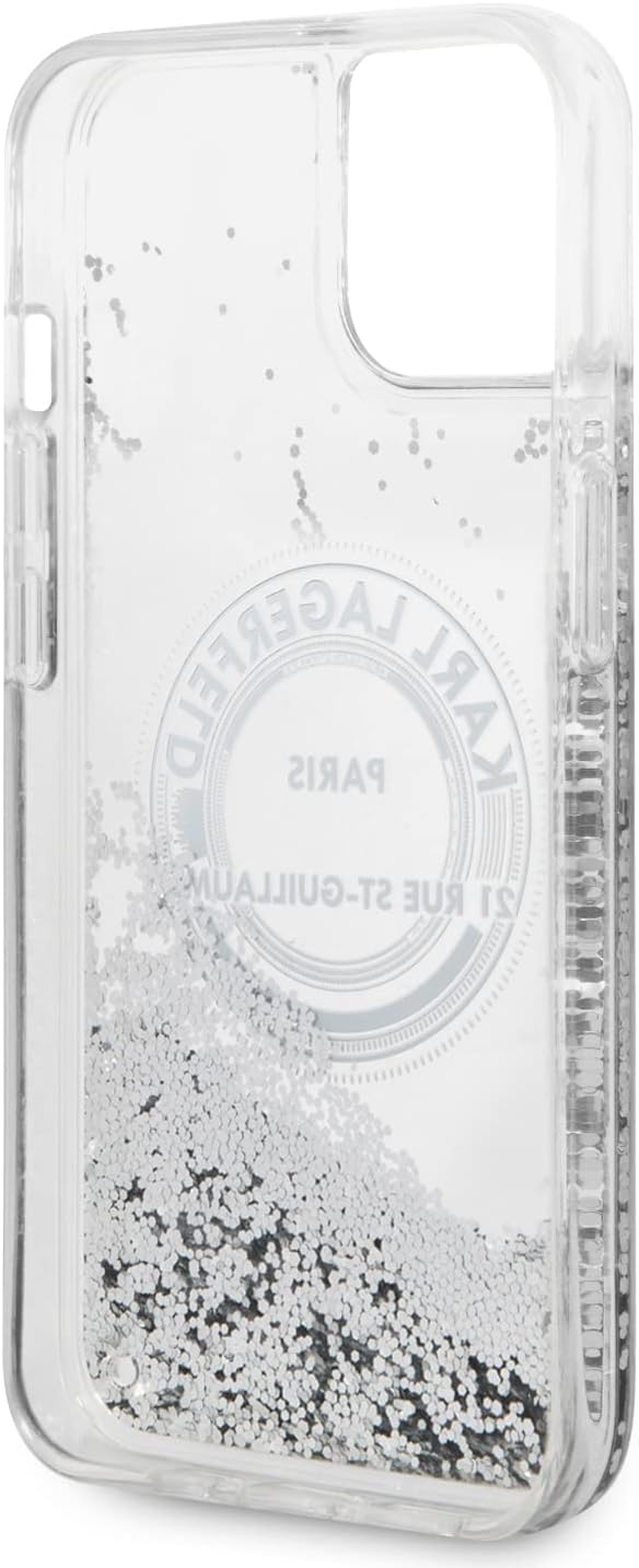 KARL LAGERFELD KLHCP14SLCRSGRS Hülle für iPhone 14 6,1" Silber hardcase Liquid G