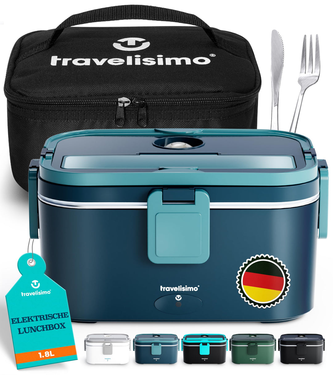TRAVELISIMO XXL Elektrische Lunchbox Extra gross 1,8L Electric Lunch Box 80W, Warmhaltebox 3-in-1 Lu