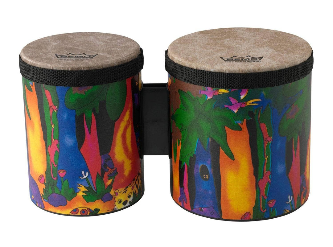 Remo KD-5400-01 Kids Percussion Bongo 5 Zoll und (6 Zoll) x (6,5 Zoll) Rain Forest Design (Farblich