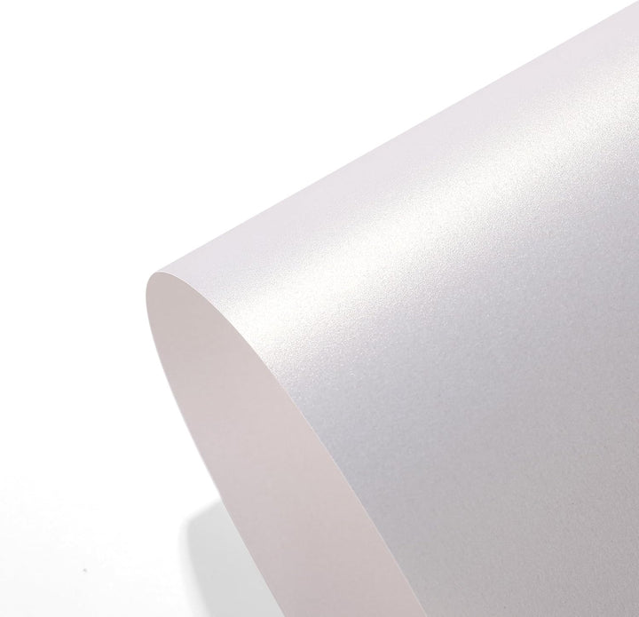 50 Blatt DIN A4 Perglanz-Papier Elfenbein Weiss-Metallic, Bastelpapier mit Perlmutt-Schimmer, 120 g/
