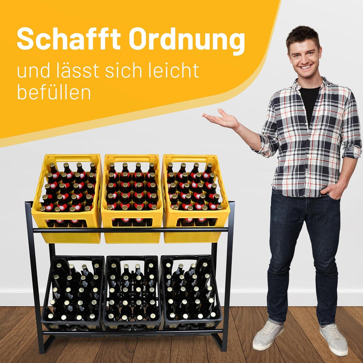 D&D Living® Getränkekistenregal | 6 Kisten | Massives Getränkeregal 104x32x82 cm freistehend & stabi