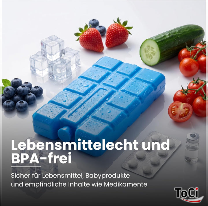 ToCi 2/4/6/8/12/16er Set Kühlakkus mit je 200ml | 2-16 Blaue Kühlelemente für die Kühltasche oder Kü