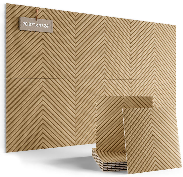 Fluxynara Akustikpaneele 180×120 cm, 6er-Set, Eiche Natur/Pyramide | Schallabsorbierende Wandpaneele