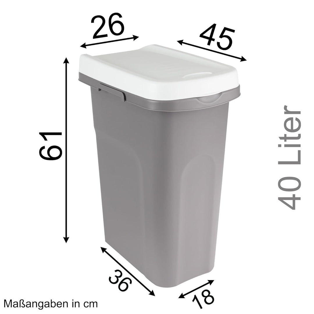40L Mülleimer weiss, Mülleimer Küche, Mülltonne, Abfalleimer Küche, Trash Bin, Mistkübel, Gelber Sac