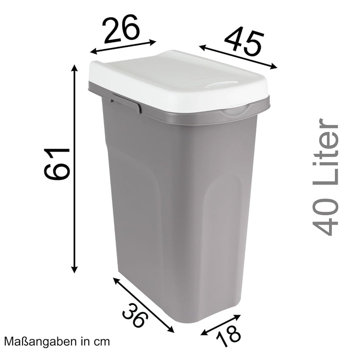 40L Mülleimer weiss, Mülleimer Küche, Mülltonne, Abfalleimer Küche, Trash Bin, Mistkübel, Gelber Sac