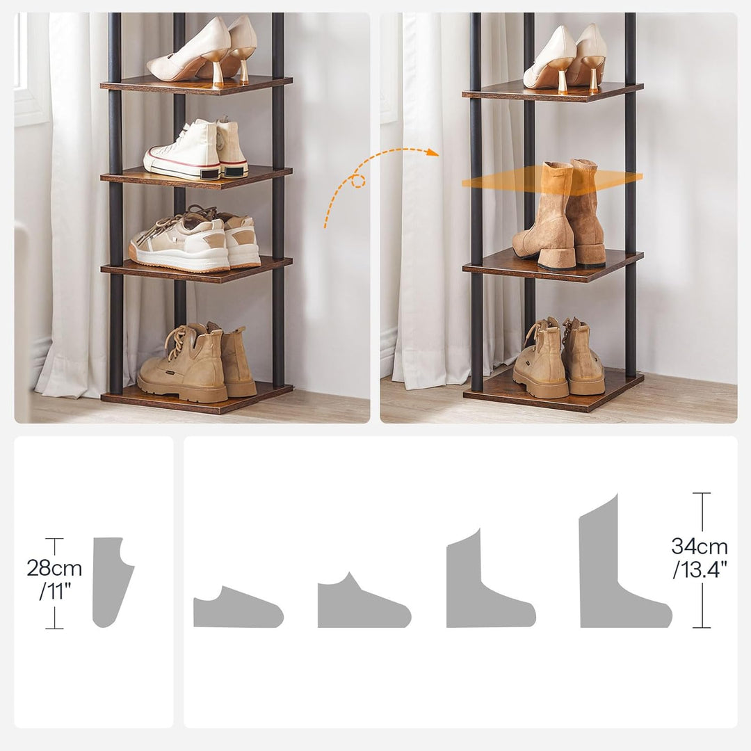 HOOBRO Schuhregal, 6-lagiges Eckschuhregal, schmales Schuhablage, Schuhschrank, Schuhständer, Flur,