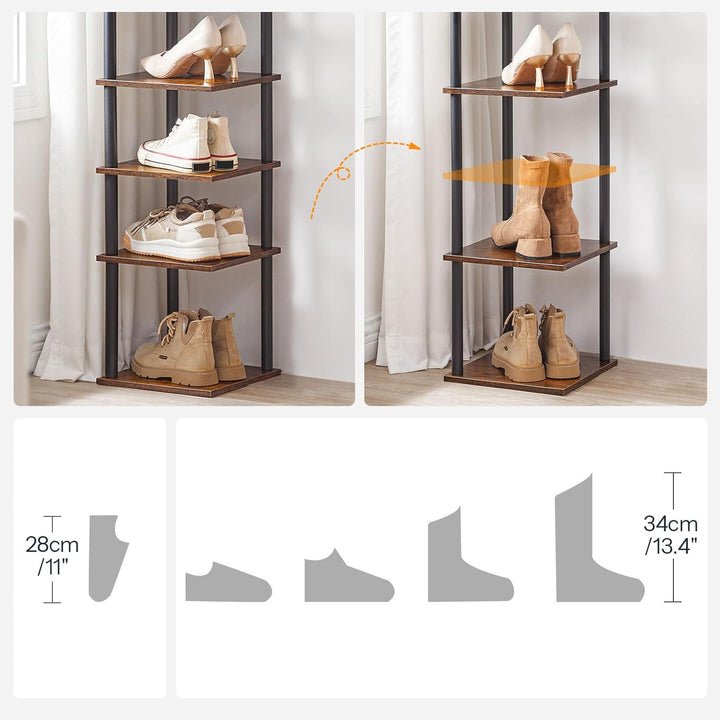 HOOBRO Schuhregal, 6-lagiges Eckschuhregal, schmales Schuhablage, Schuhschrank, Schuhständer, Flur,