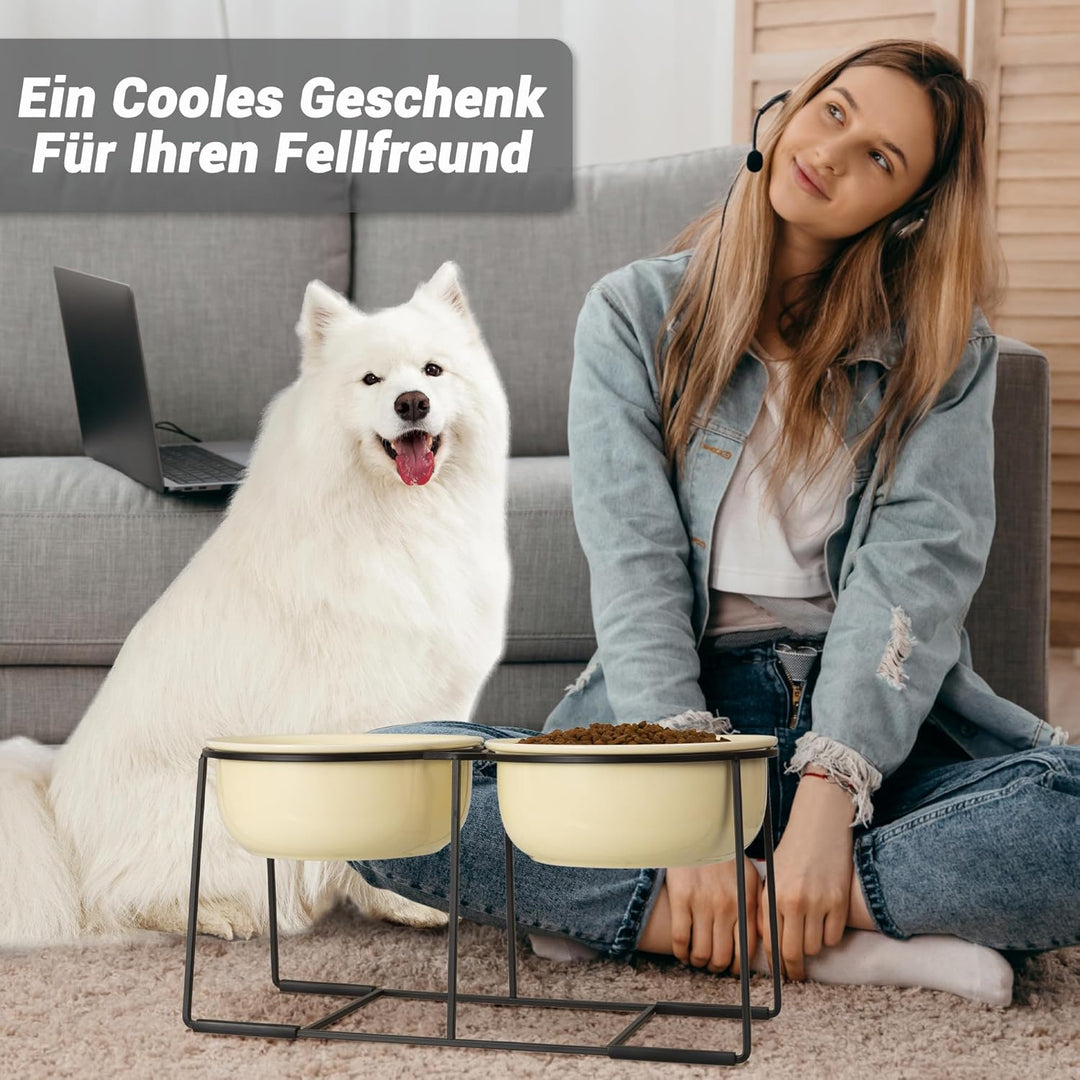 Hunde Napfset Erhöht Hundenapf Keramik - Grosse Hundenäpfe mit Rutschfestem Ständer - Fressnapf Hund