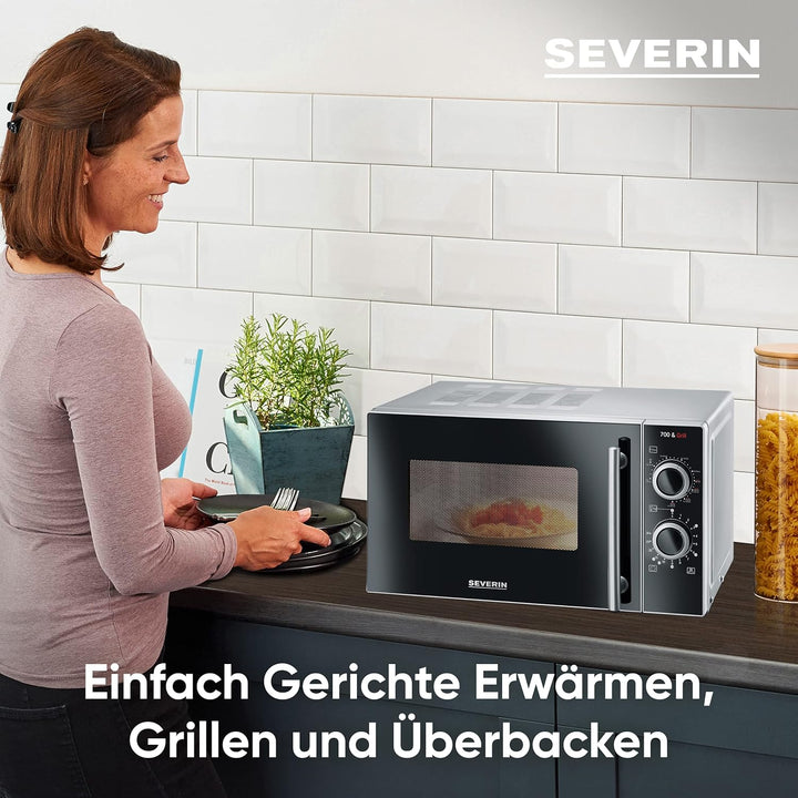 SEVERIN 2-in-1 Mikrowelle mit Grill 700 W, Grillofen mit 9 Automatikprogrammen, Mikrowelle mit Grill