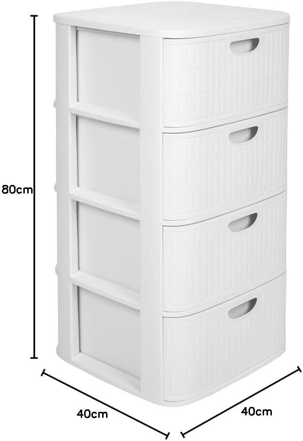 Kreher® XL Rollbarer Schubladenschrank Rollcontainer Nischenschrank aus Kunststoff in Rillen-Optik m