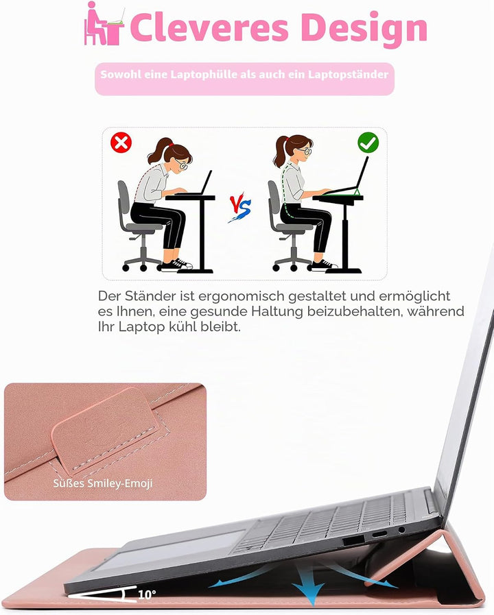 HYZUO 13,3-14 Zoll Laptop Hülle Tasche mit Standfunktion für MacBook Pro 14 M5/M4/M3/M2/M1 2026-2021