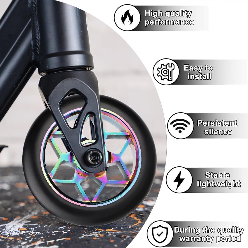 2 Stück 110mm Stunt Scooter Reifen, Stunt Scooter Rollen mit ABEC, 9 Kugellager, Ersatzräder für Sco