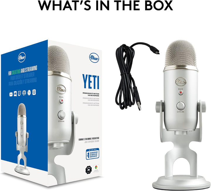 Blue Microphones Yeti Professionelles USB-Mikrofon für Aufnahmen, Streaming, Podcasting, Broadcastin