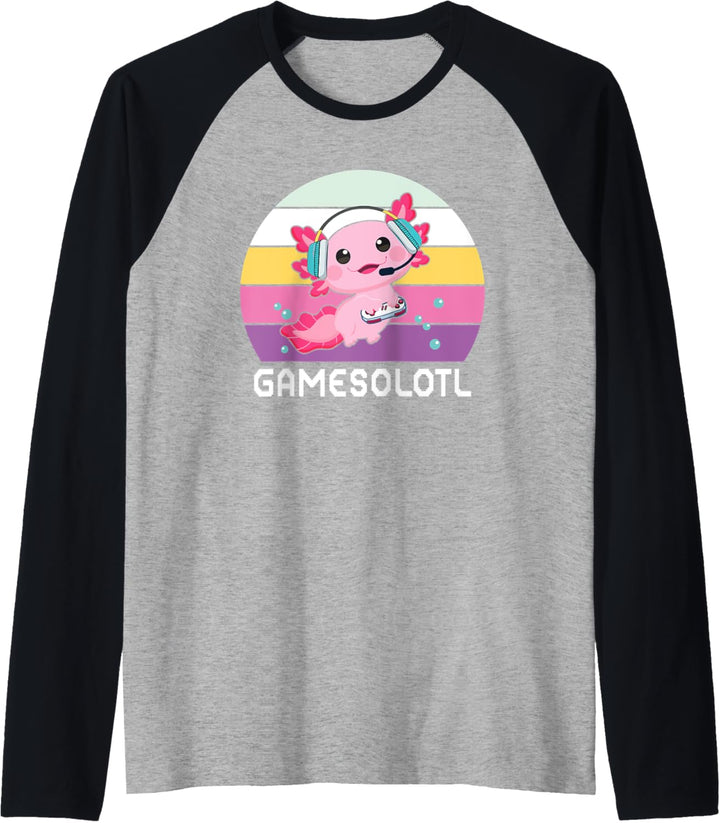 Axolotl Gamesolotl Axolotl Netter Kawaii Axolotl Anime-Spieler Raglan